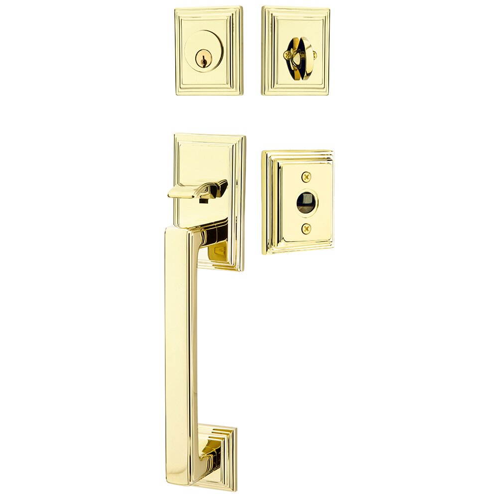 Single Cylinder Hamden Handleset with Milano Left Handed Lever in Polished Brass