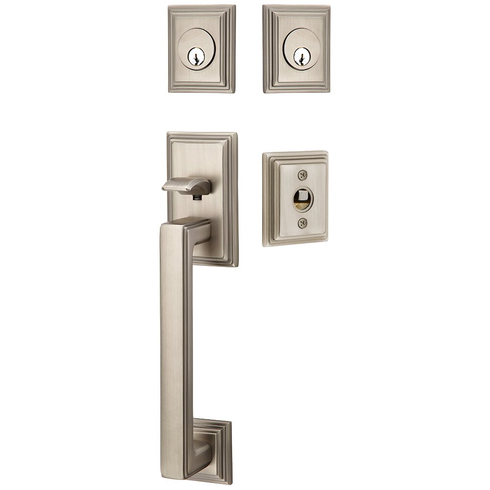 Double Cylinder Hamden Handleset with Coventry Left Handed Lever in Pewter
