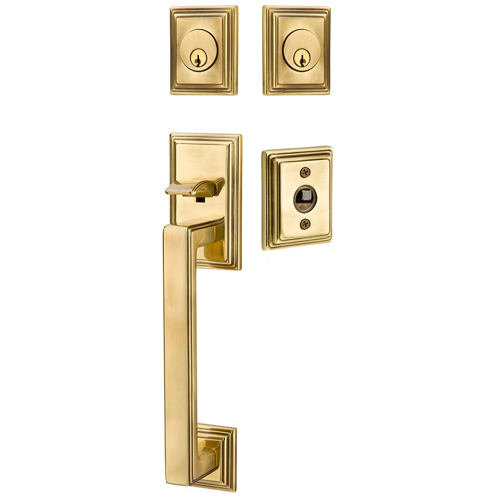 Double Cylinder Hamden Handleset with Milano Left Handed Lever in French Antique Brass