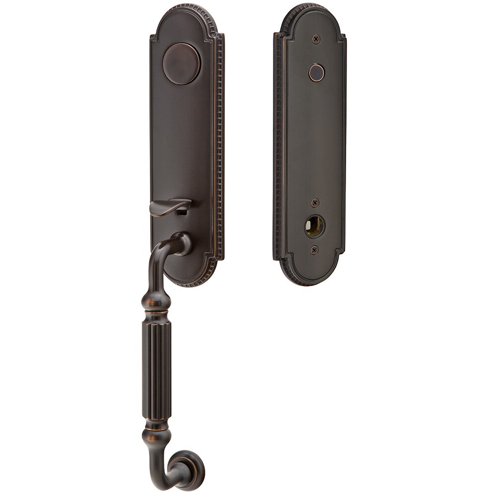 Dummy Orleans Handleset with Modern Disc Crystal Knob in Oil Rubbed Bronze