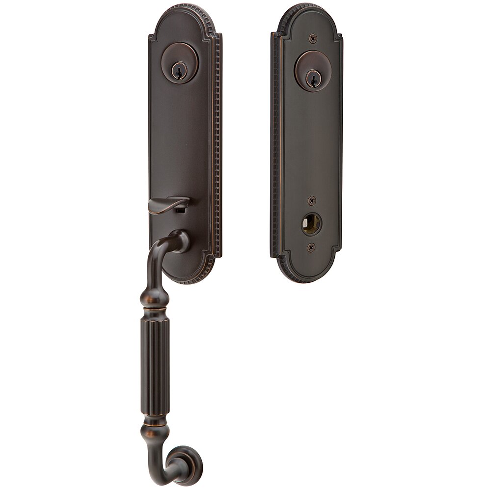 Double Cylinder Orleans Handleset with Laurent Round Knob in Oil Rubbed Bronze