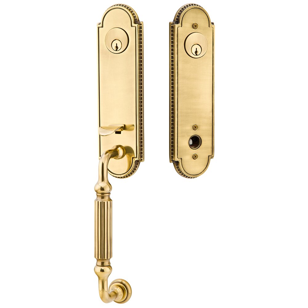 Double Cylinder Orleans Handleset with Ebony Knob in French Antique Brass