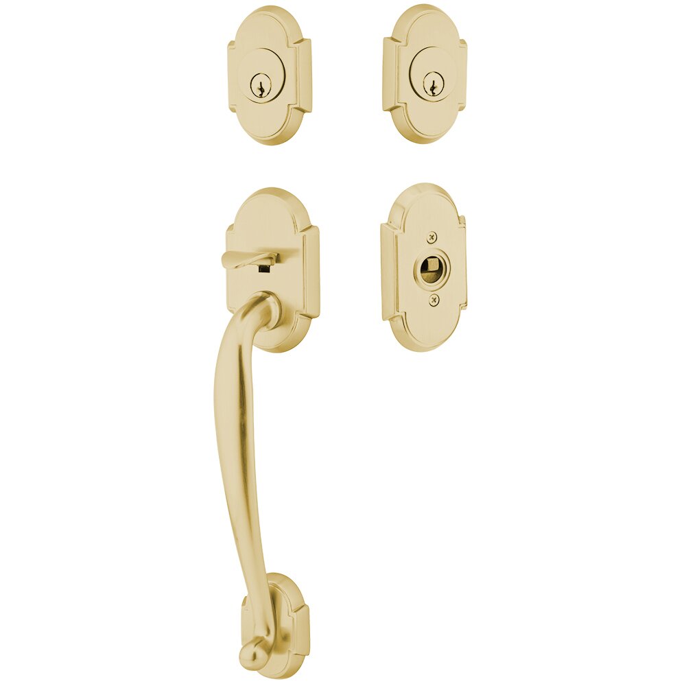 Double Cylinder Nashville Handleset with Providence Crystal Knob in Satin Brass