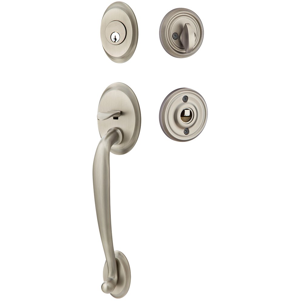 Single Cylinder Saratoga Handleset with Norwich Knob in Pewter