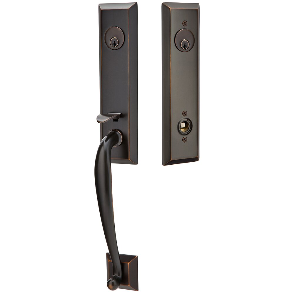 Double Cylinder Adams Handleset with Hammered Egg Knob in Oil Rubbed Bronze