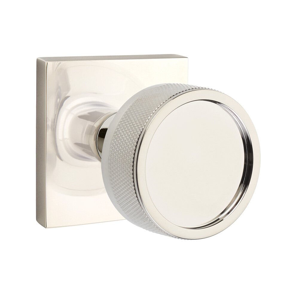 Double Dummy Square Rosette with Conical Stem and Knurled Knob in Polished Nickel