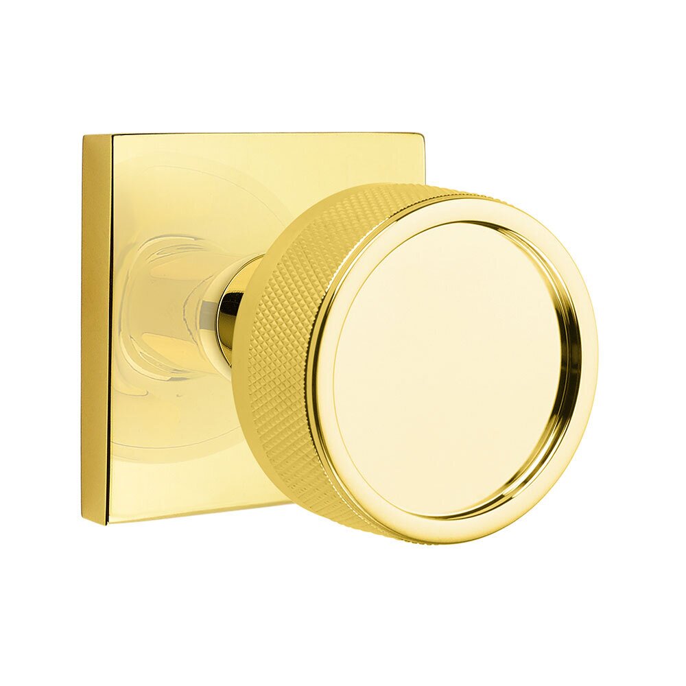 Double Dummy Square Rosette with Conical Stem and Knurled Knob in Unlacquered Brass