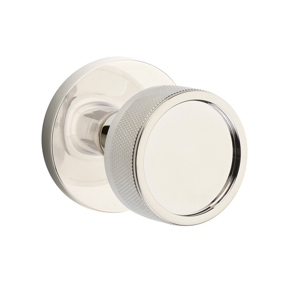 Double Dummy Disk Rosette with Conical Stem and Knurled Knob in Polished Nickel