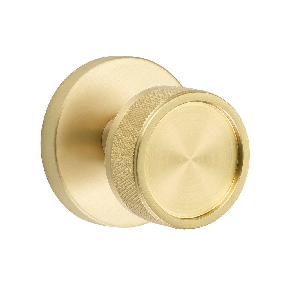 Double Dummy Disk Rosette with Conical Stem and Knurled Knob in Satin Brass