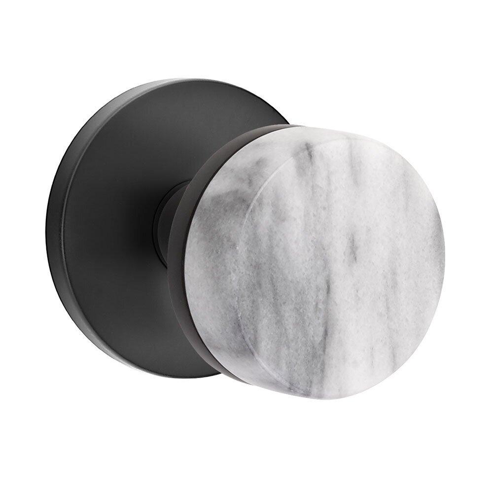Single Dummy Disk Rosette with Conical Stem and White Marble Knob in Flat Black