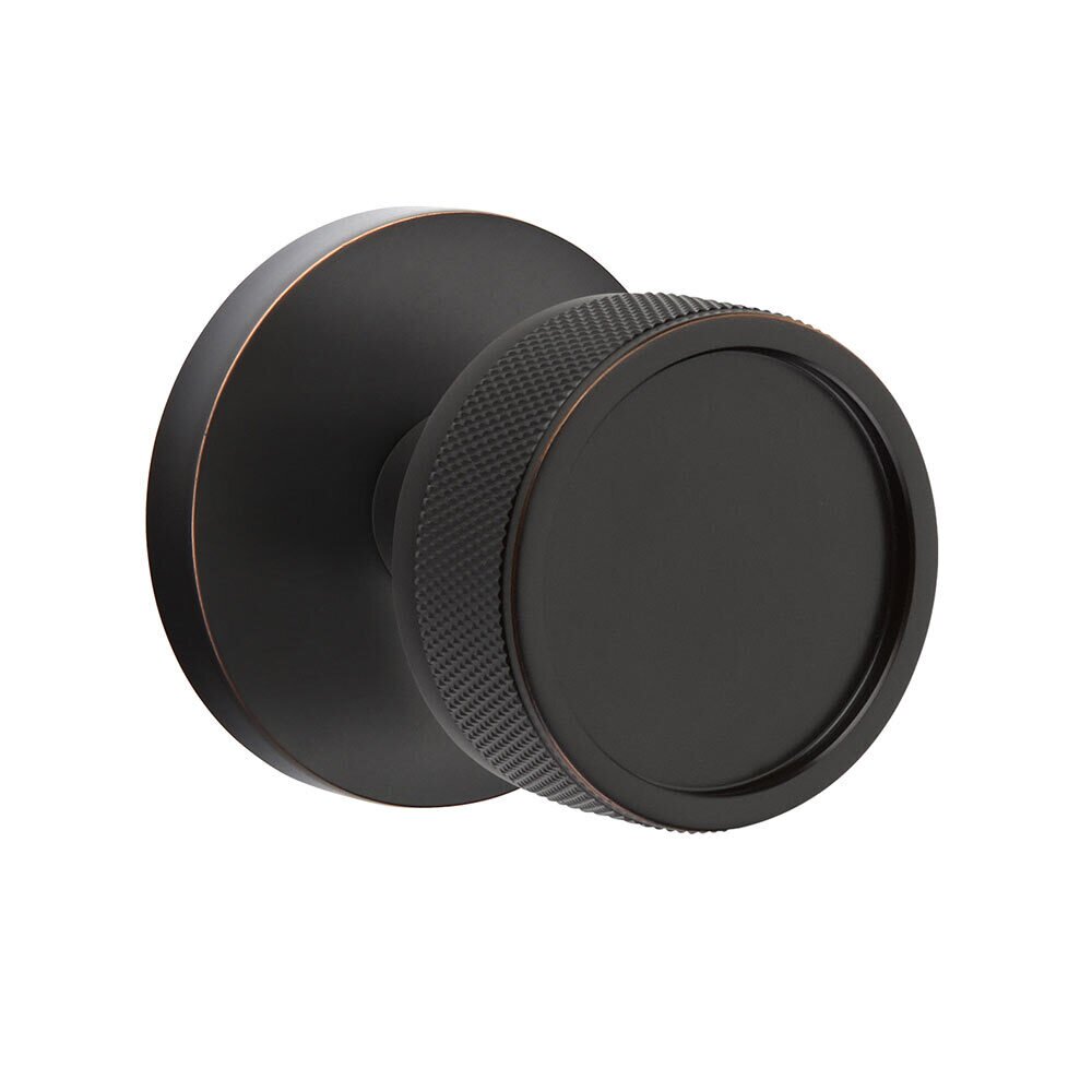 Passage Disk Rosette with Concealed Screws Conical Stem and Knurled Knob in Oil Rubbed Bronze