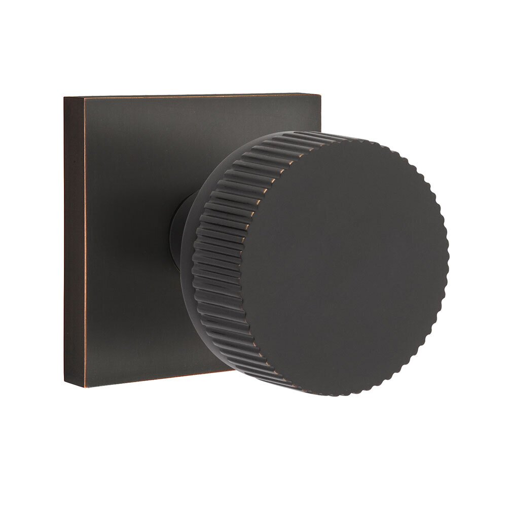 Passage Square Rosette with Concealed Screws Conical Stem and Straight Knurled Knob in Oil Rubbed Bronze