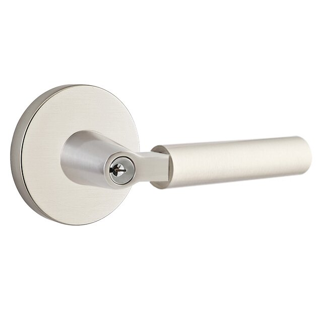 Key In L-Square Smooth Right Handed Lever with Disk Rosette in Satin Nickel