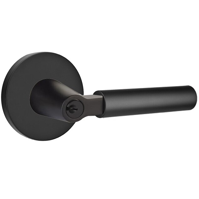 Key In L-Square Smooth Right Handed Lever with Disk Rosette in Flat Black