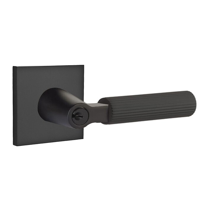 Key In L-Square Straight Knurled Right Handed Lever with Square Rosette in Flat Black
