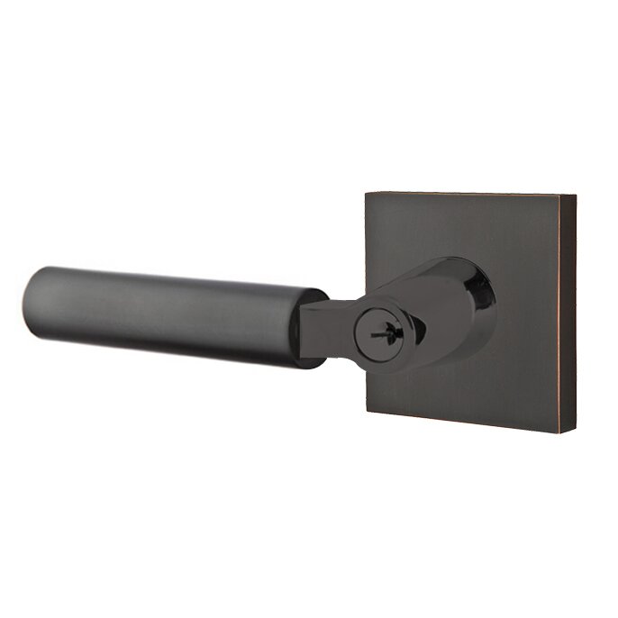 Key In L-Square Smooth Left Handed Lever with Square Rosette in Oil Rubbed Bronze