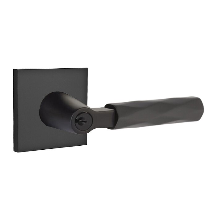 Key In L-Square Tribeca Right Handed Lever with Square Rosette in Flat Black