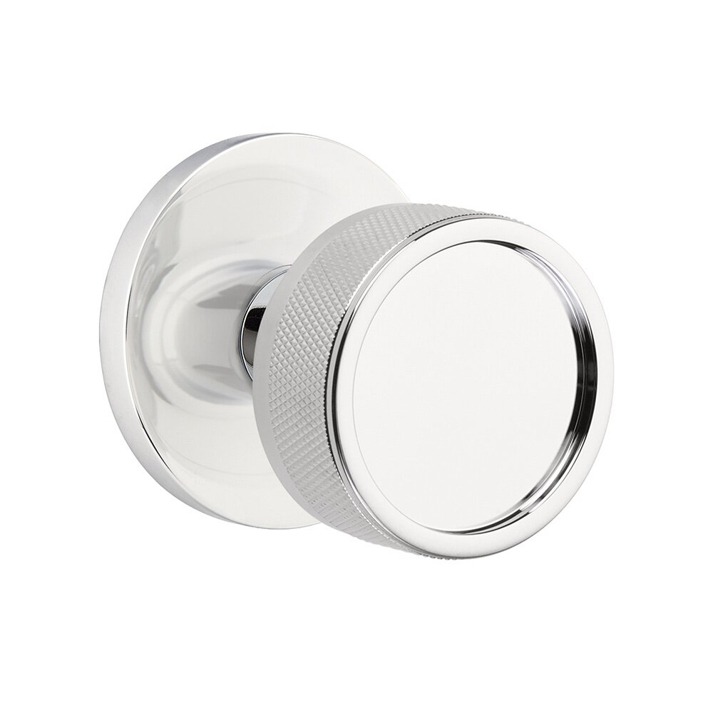Privacy Disk Rosette with Conical Stem and Knurled Knob in Polished Chrome