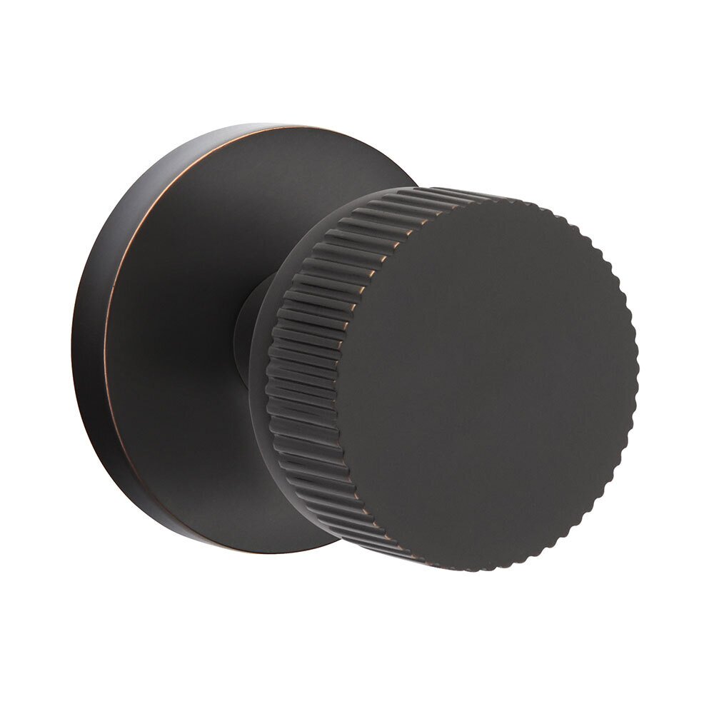 Privacy Disk Rosette with Conical Stem and Straight Knurled Knob in Oil Rubbed Bronze