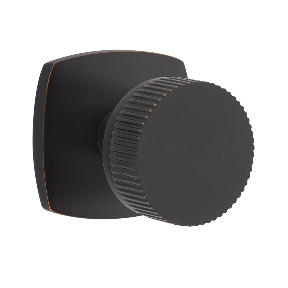 Passage Urban Modern Rosette with Concealed Screws Conical Stem and Straight Knurled Knob in Oil Rubbed Bronze