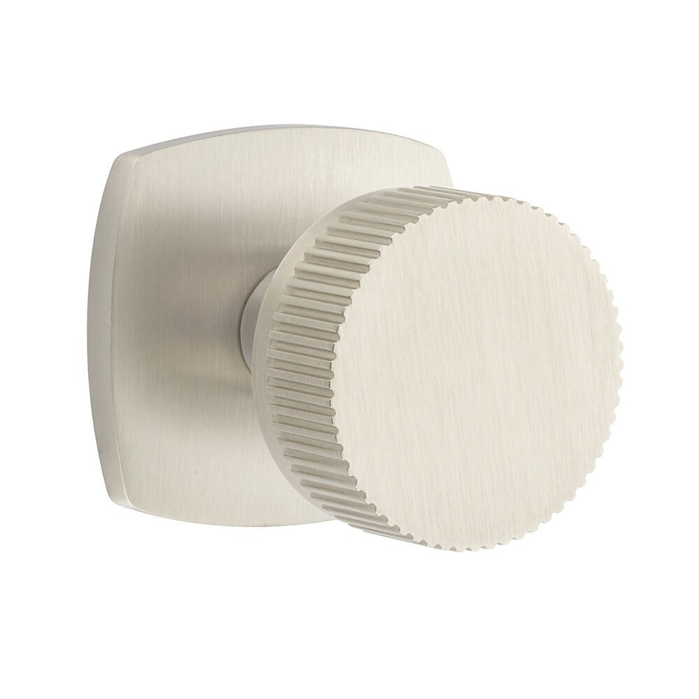 Passage Urban Modern Rosette with Conical Stem and Straight Knurled Knob in Satin Nickel