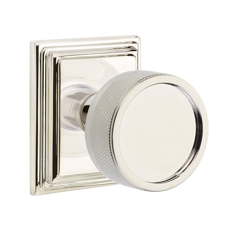 Passage Wilshire Rosette with Concealed Screws Conical Stem and Knurled Knob in Polished Nickel