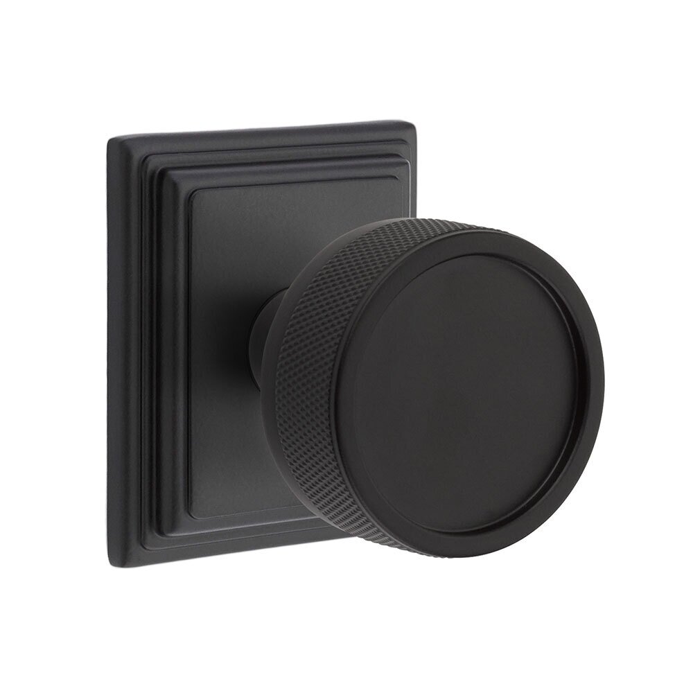 Passage Wilshire Rosette with Concealed Screws Conical Stem and Knurled Knob in Flat Black