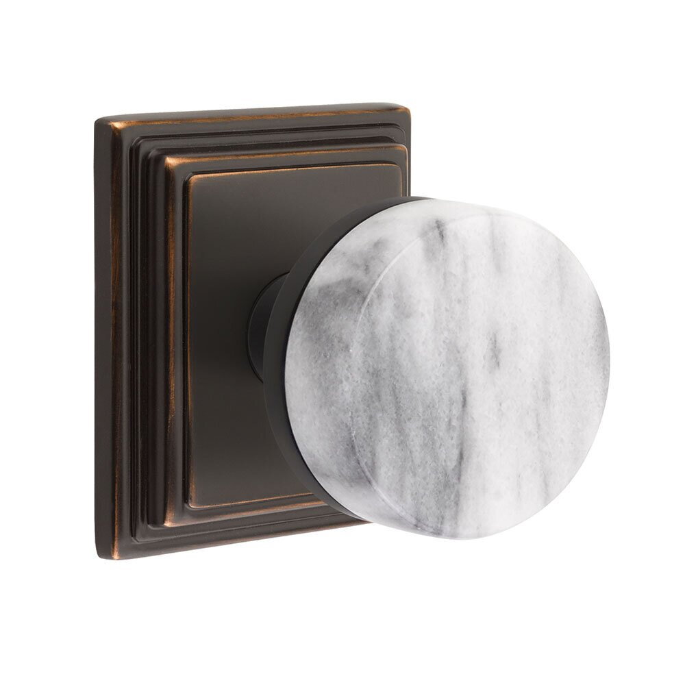Passage Wilshire Rosette with Conical Stem and White Marble Knob in Oil Rubbed Bronze