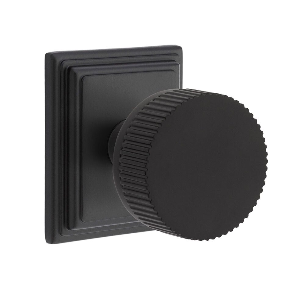 Passage Wilshire Rosette with Conical Stem and Straight Knurled Knob in Flat Black