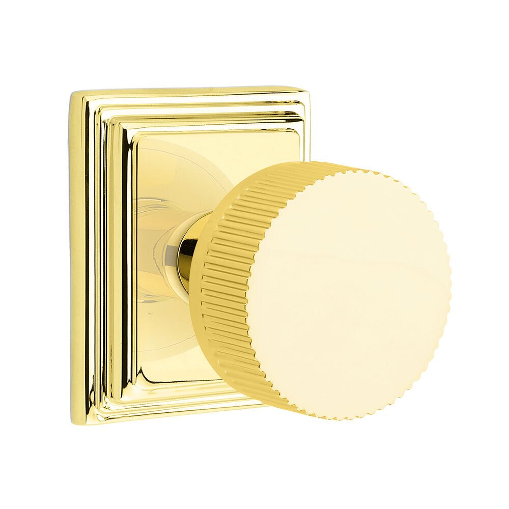 Passage Wilshire Rosette with Conical Stem and Straight Knurled Knob in Unlacquered Brass