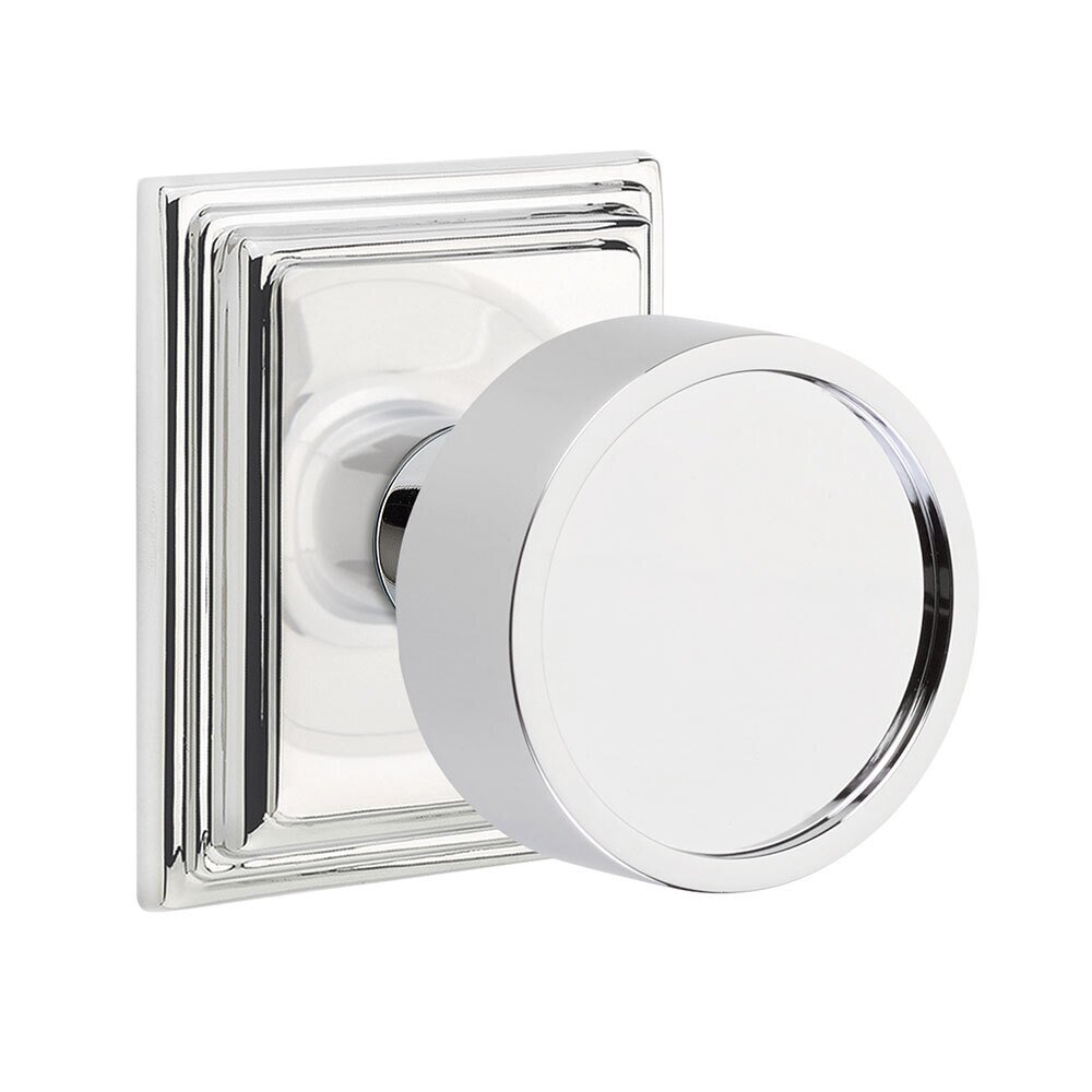 Passage Verve Door Knob And Wilshire Rose with Concealed Screws in Polished Chrome