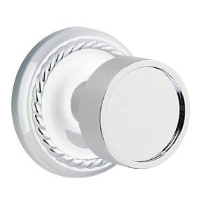 Privacy Verve Door Knob And Rope Rose with Concealed Screws in Polished Chrome