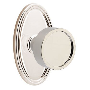 Privacy Verve Door Knob With Oval Rose in Polished Nickel