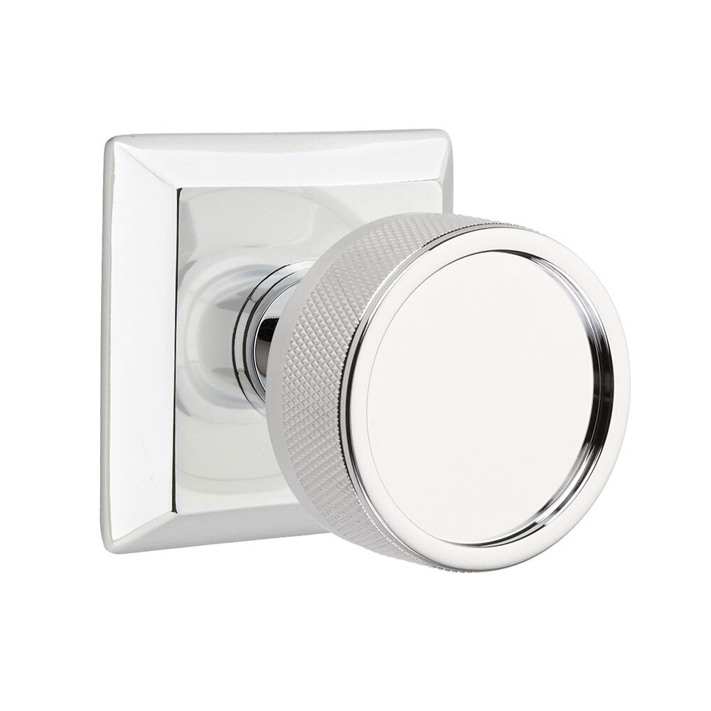 Privacy Quincy Rosette with Conical Stem and Knurled Knob in Polished Chrome