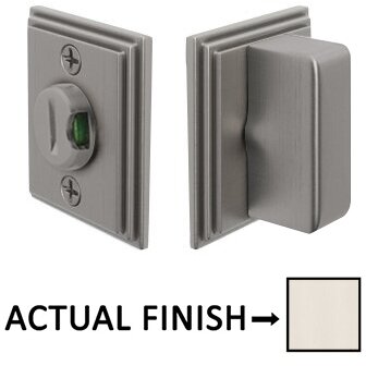 Rectangular Thumbturn with Wilshire Double Rosette with Indicator Privacy Door Bolt with Indicator in Satin Nickel