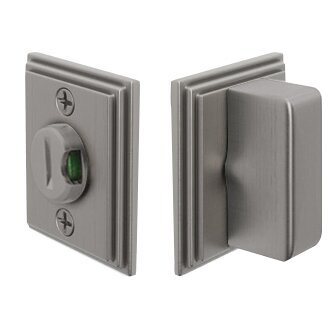 Rectangular Thumbturn with Wilshire Double Rosette with Indicator Privacy Door Bolt with Indicator in Pewter