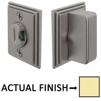 Rectangular Thumbturn with Wilshire Double Rosette with Indicator Privacy Door Bolt with Indicator in Unlacquered Brass