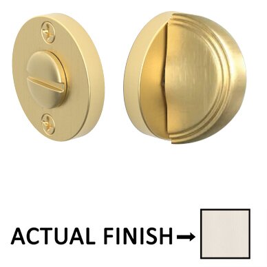 Arched Step Thumbturn with Disk Double Rosette Privacy Door Bolt in Satin Nickel
