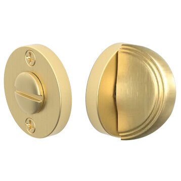 Arched Step Thumbturn with Disk Double Rosette Privacy Door Bolt in Satin Brass