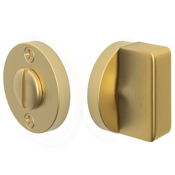 Rectangular Thumbturn with Disk Double Rosette Privacy Door Bolt in Satin Brass
