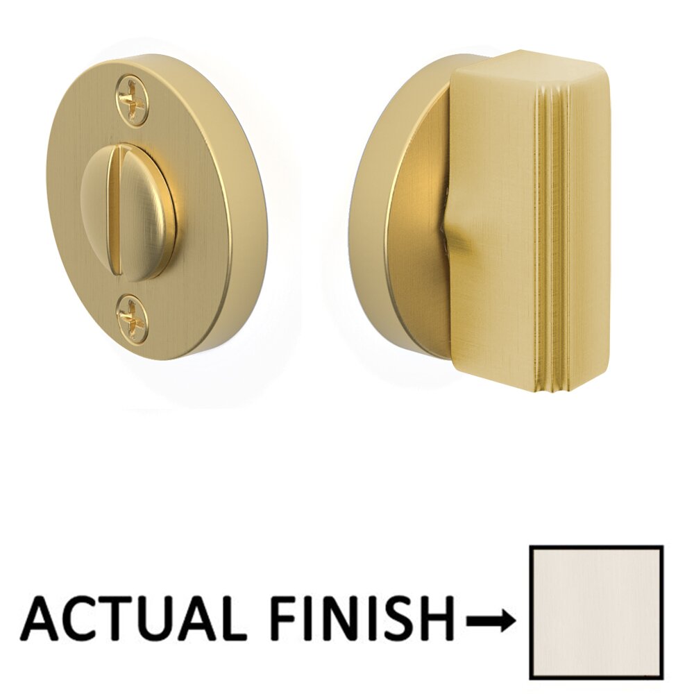 Rectangular Step Thumbturn with Disk Double Rosette Privacy Door Bolt in Satin Nickel