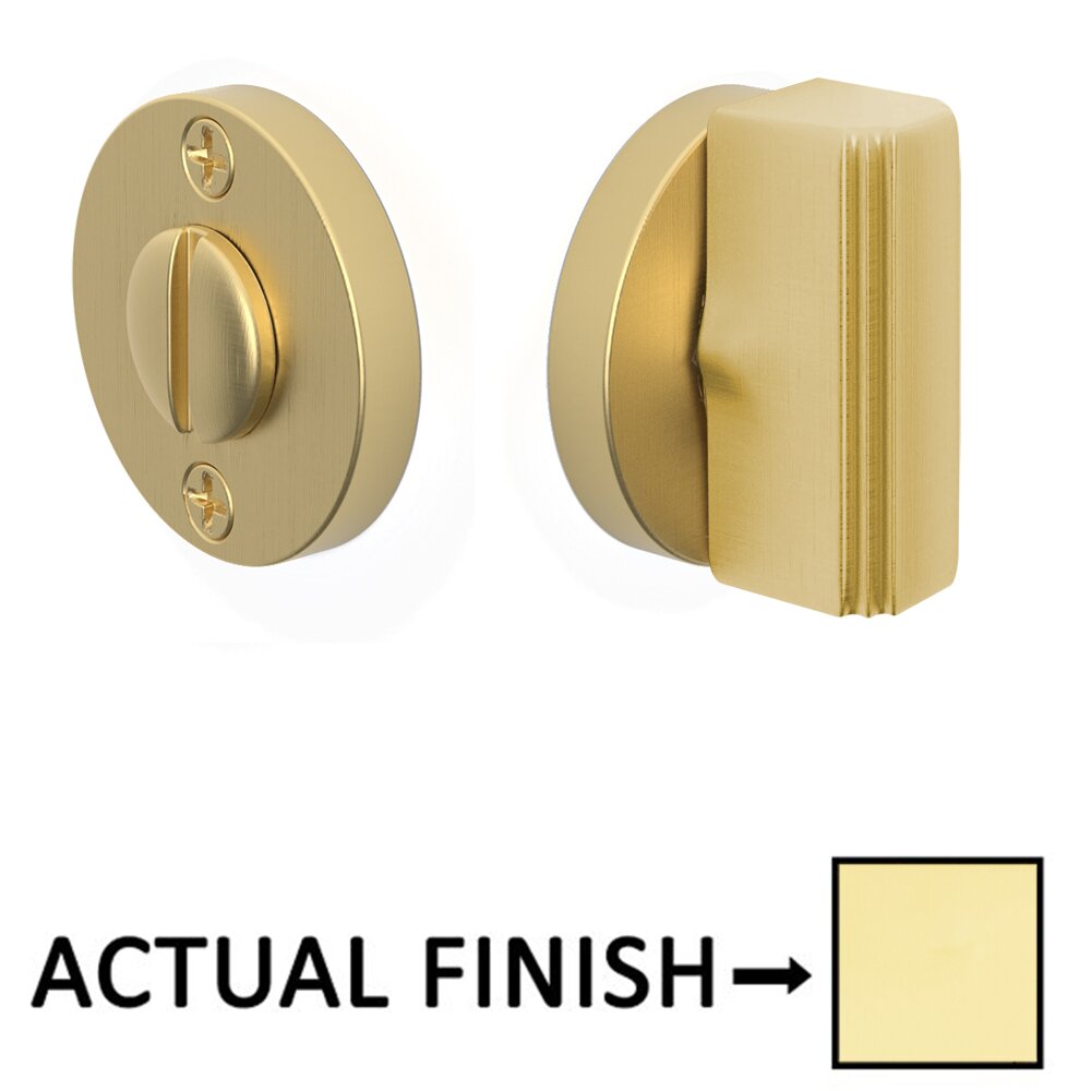Rectangular Step Thumbturn with Disk Double Rosette Privacy Door Bolt in Unlacquered Brass
