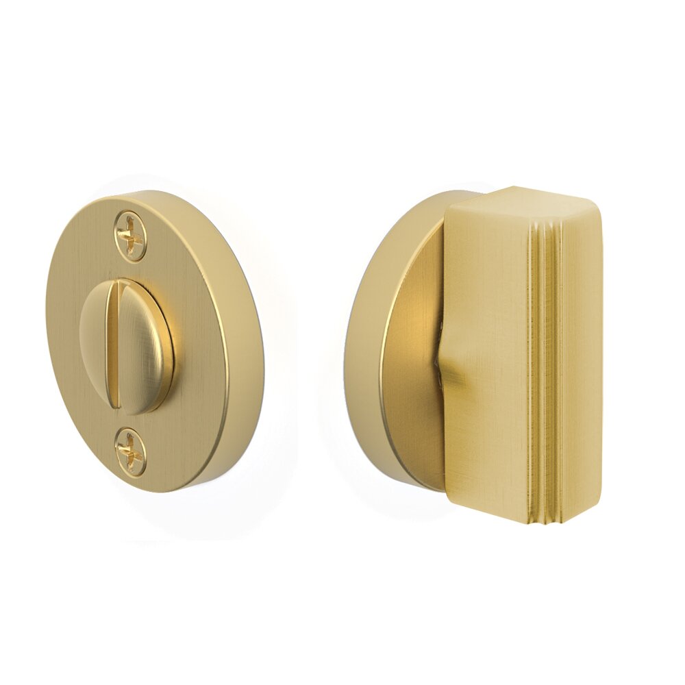 Rectangular Step Thumbturn with Disk Double Rosette Privacy Door Bolt in Satin Brass