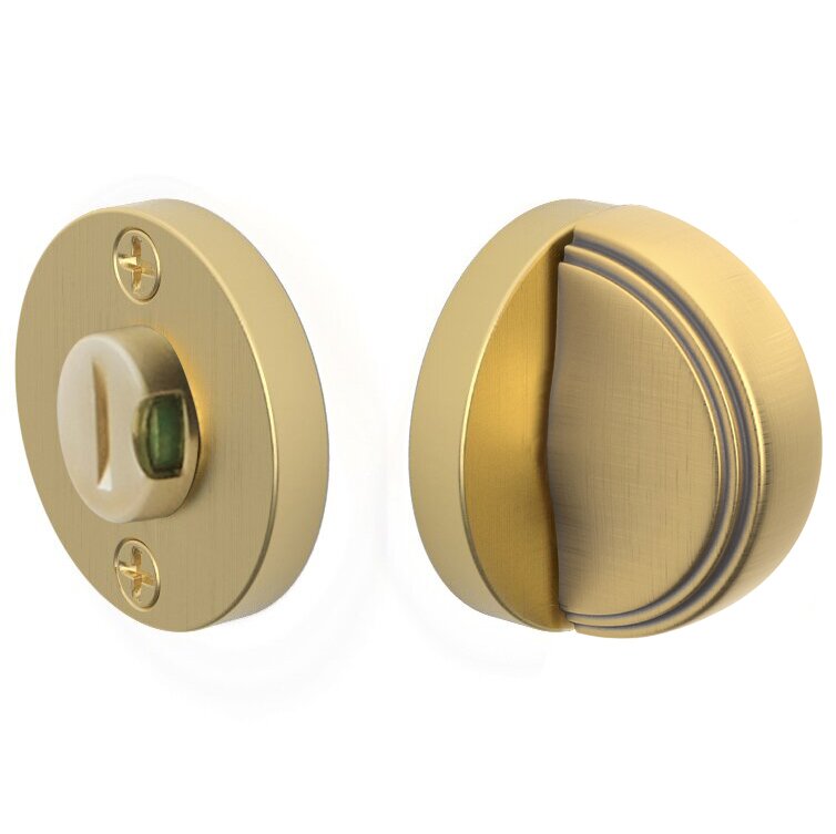Arched Step Thumbturn with Disk Double Rosette with Indicator Privacy Door Bolt with Indicator in Satin Brass