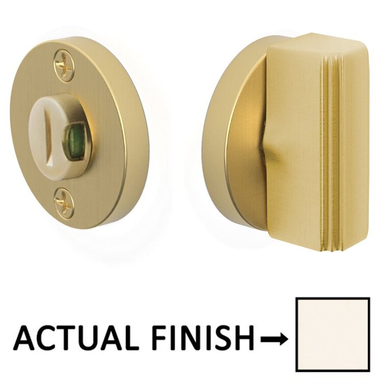 Rectangular Step Thumbturn with Disk Double Rosette with Indicator Privacy Door Bolt with Indicator in Polished Nickel