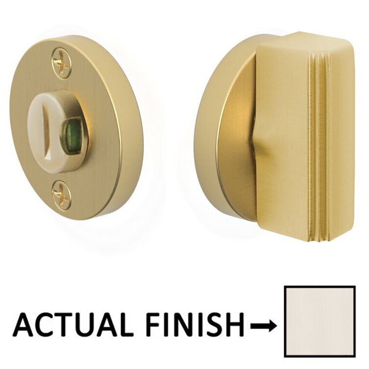 Rectangular Step Thumbturn with Disk Double Rosette with Indicator Privacy Door Bolt with Indicator in Satin Nickel