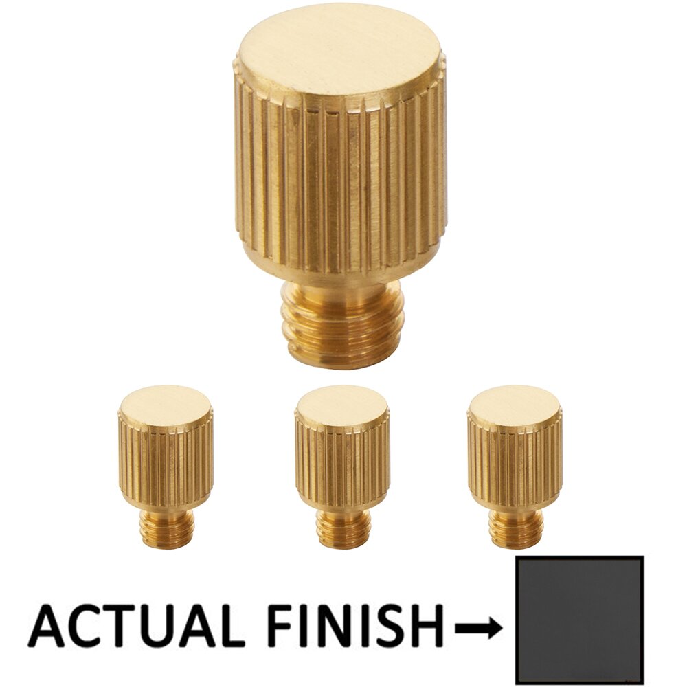 Straight Knurled Tip Set For 4" Solid Brass Hinge in Flat Black (Sold In Pairs)