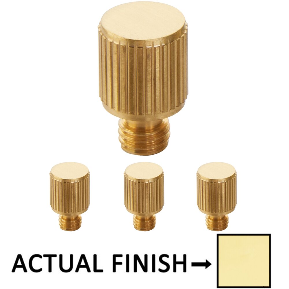 Straight Knurled Tip Set For 4" Solid Brass Hinge in Polished Brass (Sold In Pairs)
