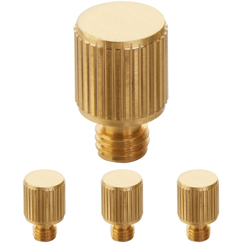 Straight Knurled Tip Set For 3 1/2" Heavy Duty Or Ball Bearing Brass Hinge in Satin Brass (Sold In Pairs)