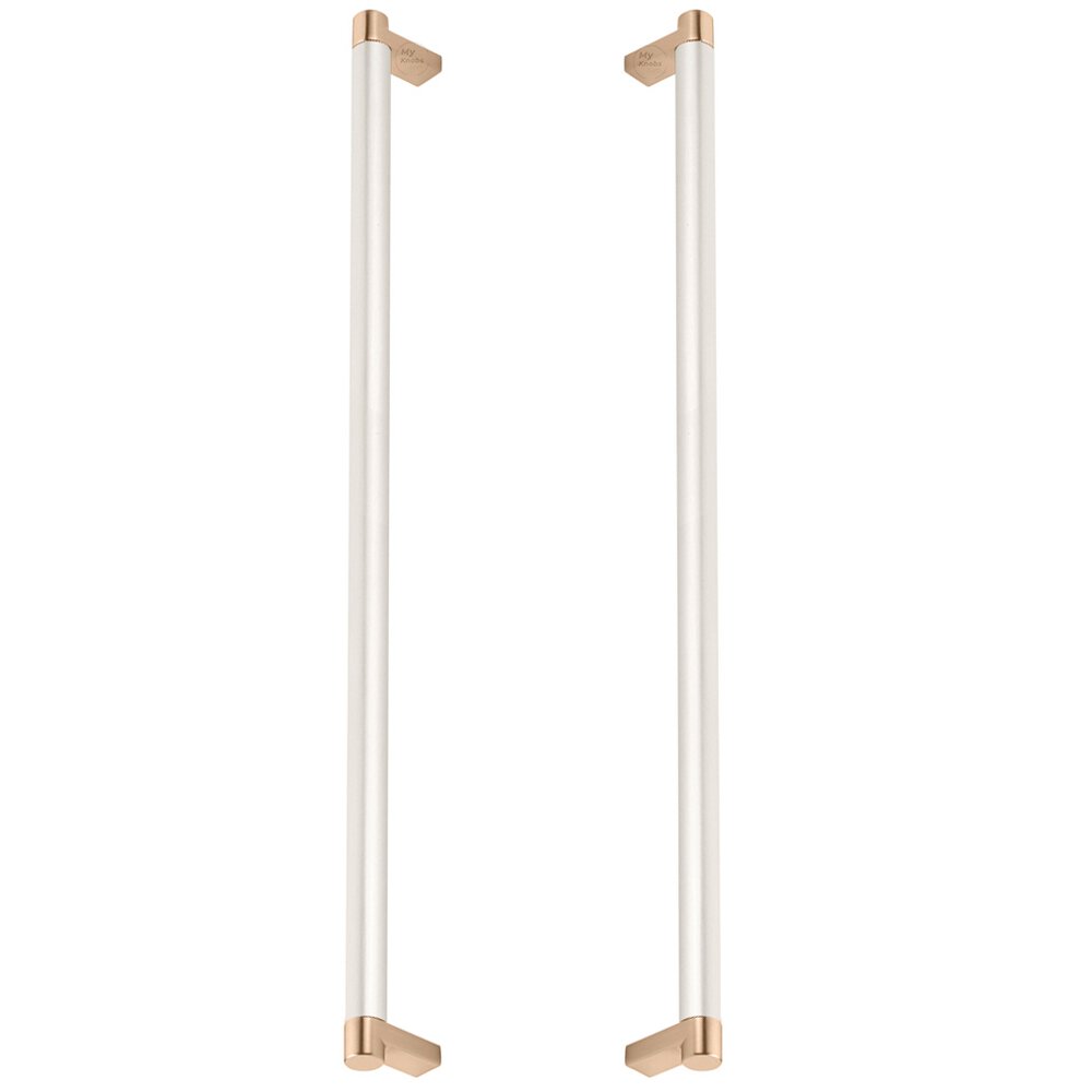18" Centers Back To Back Pull Rectangular Stem in Satin Copper And Smooth Bar in Satin Nickel
